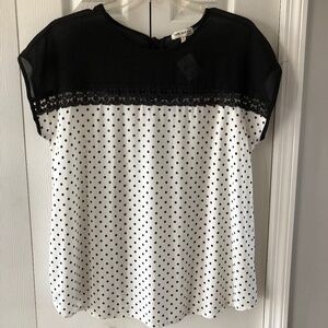 Cap Sleeved Womens Lace and Polka Dot Top, XL, NWT